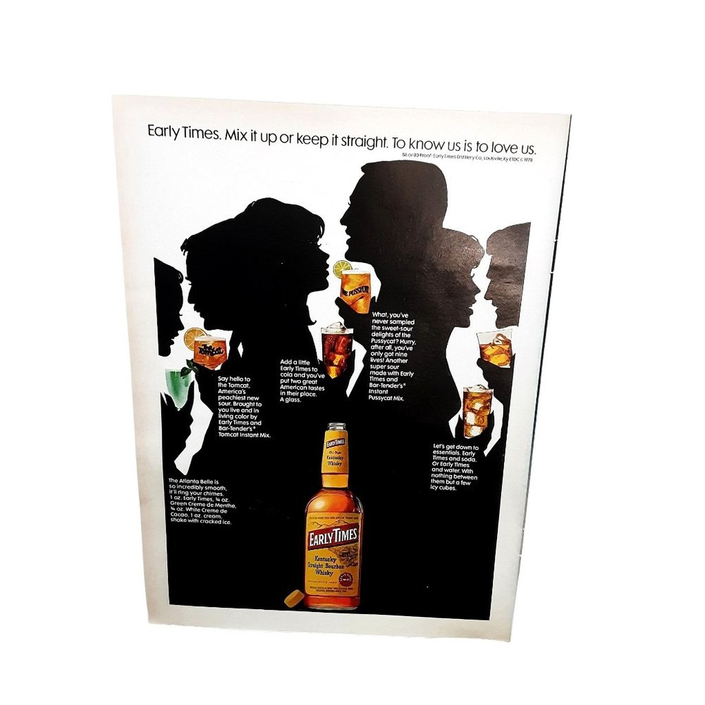1978 Early Times Kentucky Bourbon Mix It Up Vintage Print Ad 70s Original